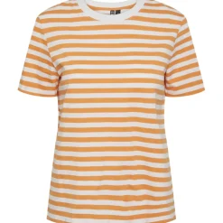 PIECES dame tee PCRIA - Tangerine BRIGHT WHITE