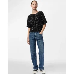 Pieces dame top PCKAM - Black Black sequins
