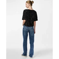Pieces dame top PCKAM - Black Black sequins