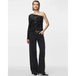 PIECES dame top PCKAM - Black Black sequins
