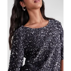 Pieces dame top PCKAM - Magnet Black silver sequins
