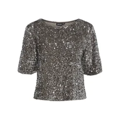 Pieces dame top PCKAM - Morel Silver sequins