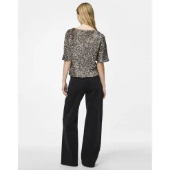 Pieces dame top PCKAM - Morel Silver sequins