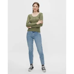 PIECES dame top PCKITTE - Deep Lichen Green