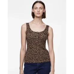 PIECES dame top PCKITTE - Black Leo