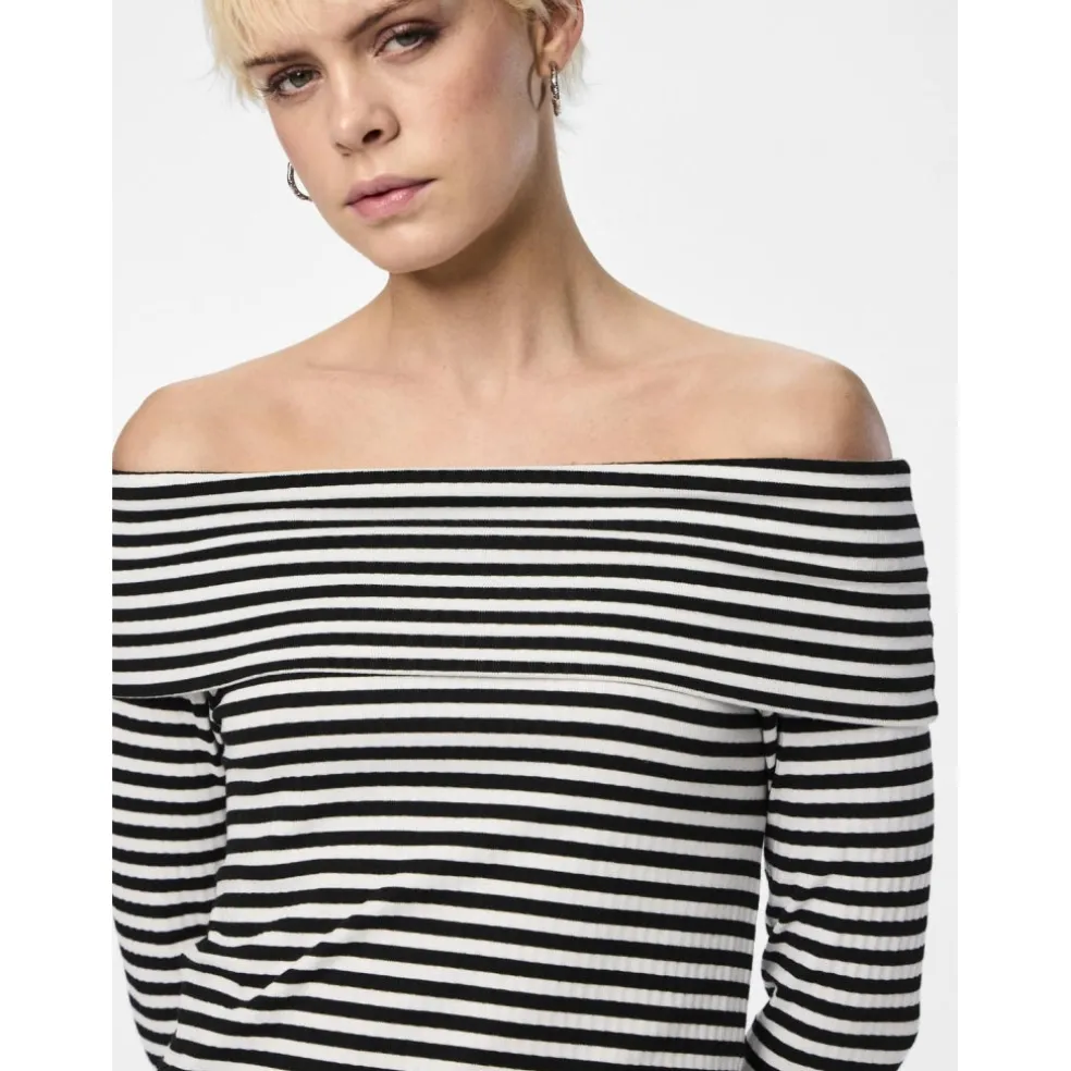 PIECES dame top PCLAYA - Bright White Black