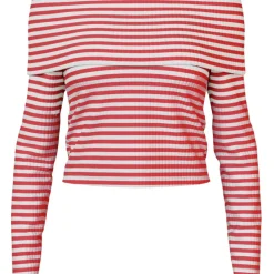 PIECES dame top PCLAYA - Bright White High risk red