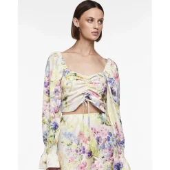 PIECES dame top PCMARI - Cloud Dancer FLOWERS