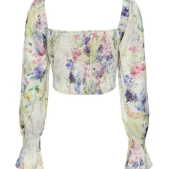 PIECES dame top PCMARI - Cloud Dancer FLOWERS