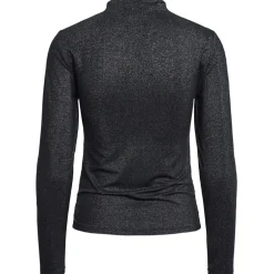 PIECES dame top PCMONICA - Black Silver