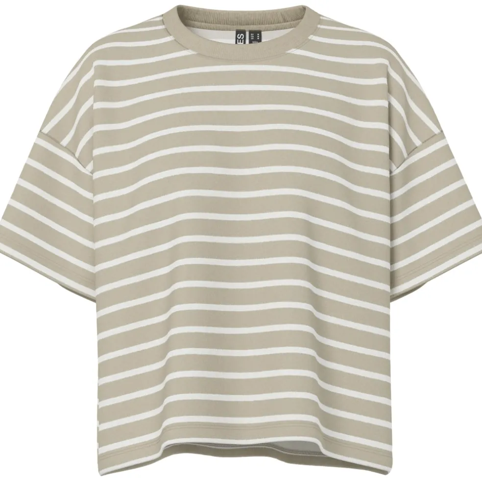 PIECES dame t-shirt PCCHILLI - Crockery Stripes CLOUD DANCER