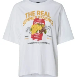 PIECES dame t-shirt PCCLAUDE - Bright White Summer essens