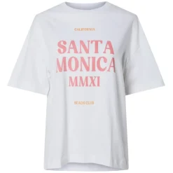PIECES dame t-shirt PCCLAUDE - Bright White Santa Monica