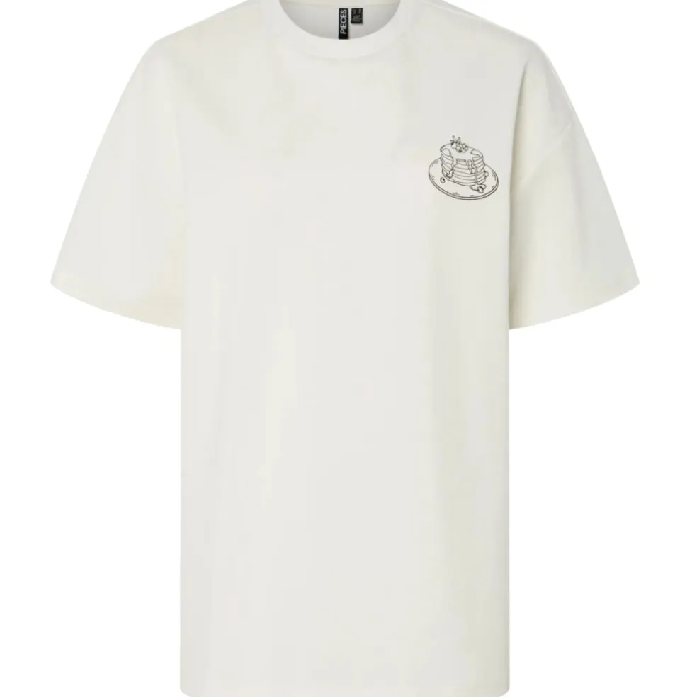 PIECES DAME T-SHIRT PCJELMA - Coconut Milk Delicioso Sunday Brunch