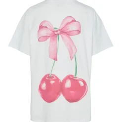 PIECES DAME T-SHIRT PCMIKKA - Bright White Cherry Bow