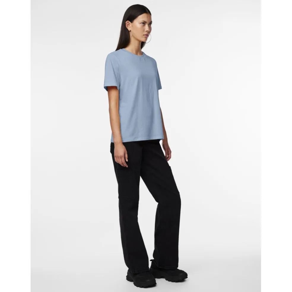 PIECES dame t-shirt PCRIA - Faded denim