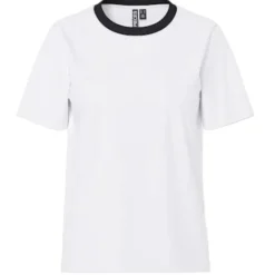 PIECES dame t-shirt PCRIA - Bright white contrast black