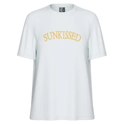 Pieces dame t-shirt PCTAYA - Bright white sunkissed