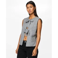 PIECES dame vest PCSILLY - Medium grey melange