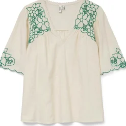 VERO MODA dame bluse VMBRIDGET - Birch BOSPHORUS EMB.