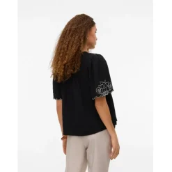 VERO MODA dame bluse VMBRIDGET - Black CLOUD DANCER EMB.