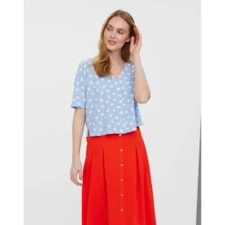 Vero Moda dame bluse VMJESMILO - Blue Bell Snow White Dots
