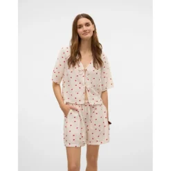 VERO MODA dame bluse VMODETTE - Snow White Strawberry w. dots