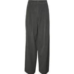 VERO MODA dame bukser VMSILJE - Dark Grey Melange PINSTRIPE