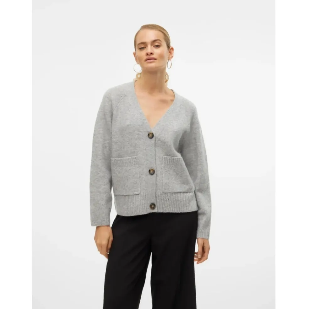 VERO MODA DAME CARDIGAN VMBOOM - Light Grey Melange