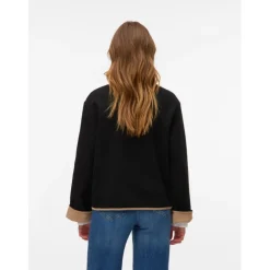 VERO MODA DAME JAKKE VMNANNIE - Black Silver Mink Binding