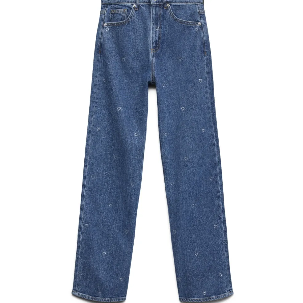 Vero Moda Dame Jeans VMTESSA WIDE RHINE HEARTS - Medium Blue Denim Detail:RA360