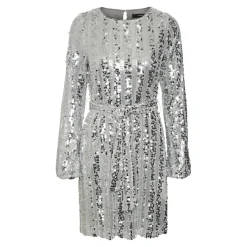 VERO MODA dame kjole VMEFA - Silver SEQUINS