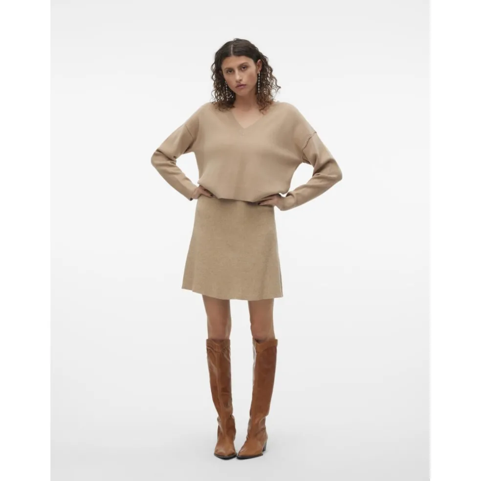 VERO MODA dame nederdel VMGOLD - Silver Mink W. MELANGE