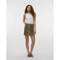 VERO MODA dame nederdel VMNELLY - Silver Mink LEOPARD
