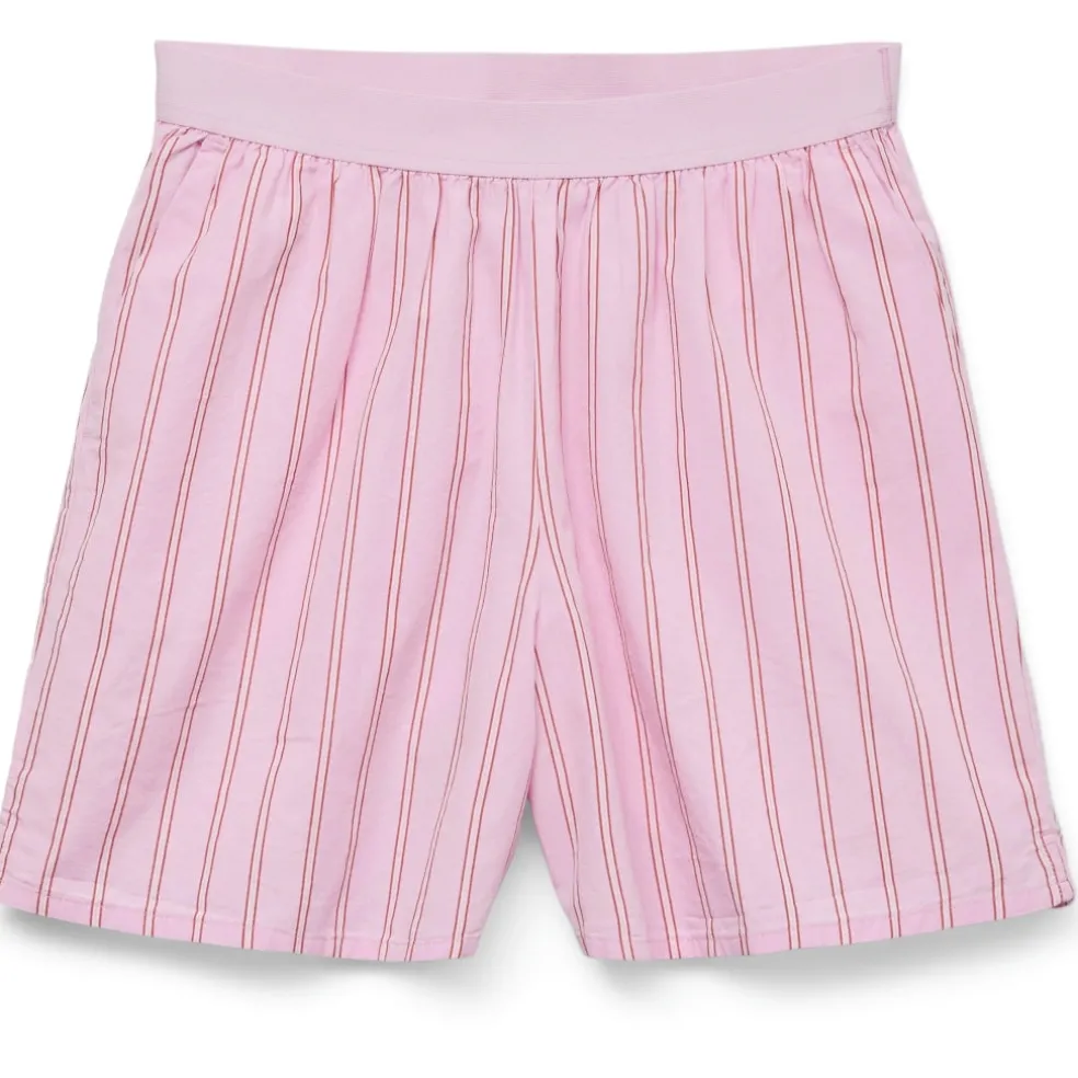 VERO MODA dame shorts VMCHARLOTTE - Bonbon Stripes Fiery red/cloud dancer