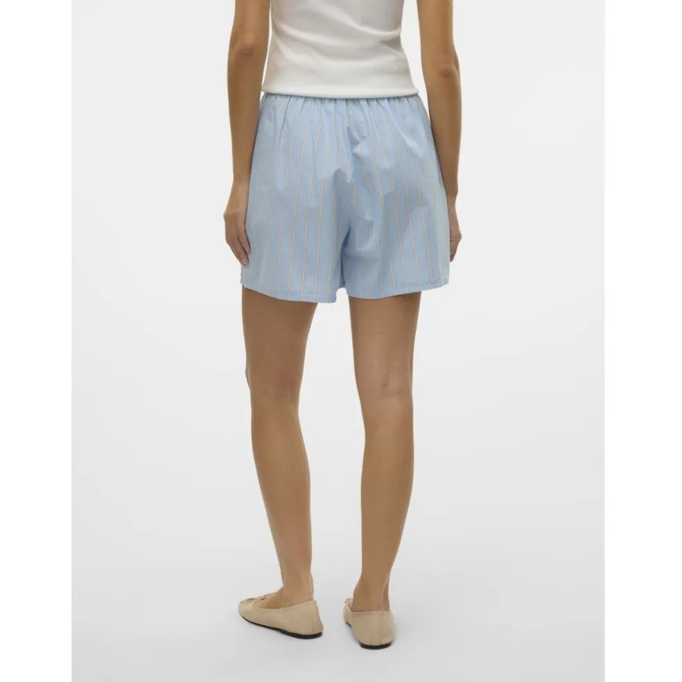 VERO MODA dame shorts VMCHARLOTTE - Airy Blue Stripes Cloud dancer/twill
