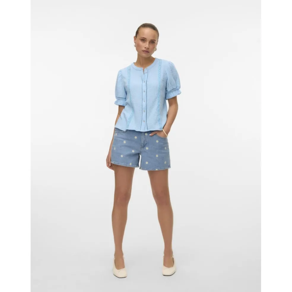 VERO MODA DAME SHORTS VMTESS - Light Blue Denim