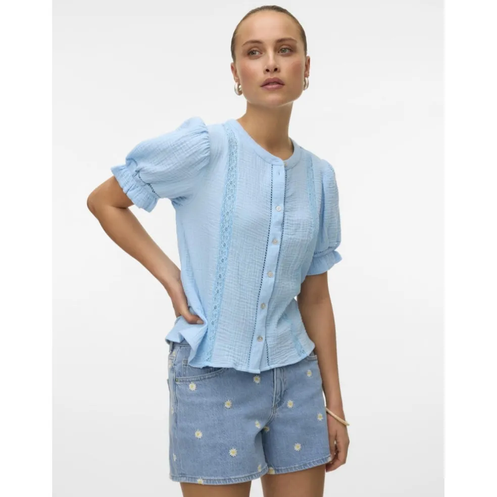 VERO MODA DAME SHORTS VMTESS - Light Blue Denim