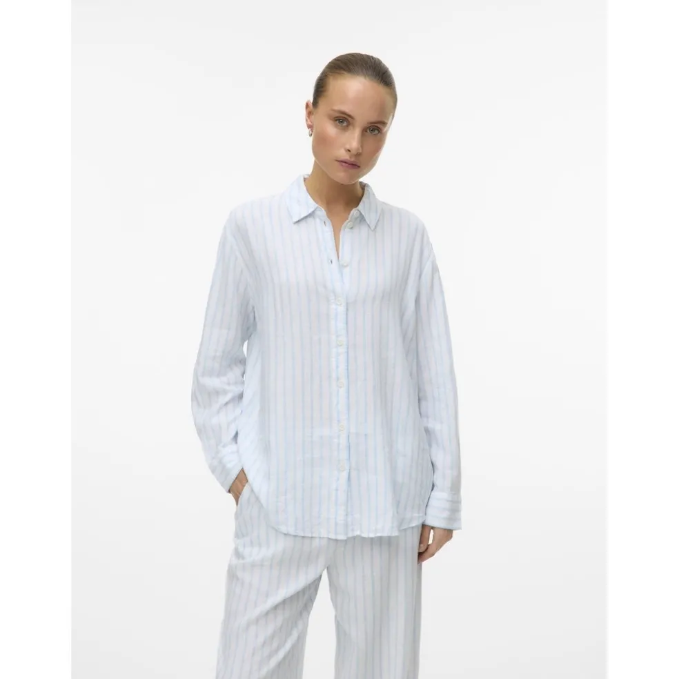 VERO MODA dame skjorte VMLINN - Snow White Olga Airy Blue