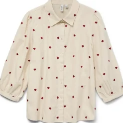 VERO MODA DAME SKJORTE VMFEAT - Birch Heart Emb Karander Red