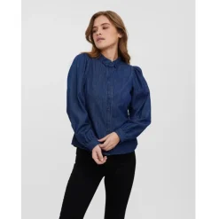 VERO MODA DAME SKJORTE VMNILY - Dark Blue Denim