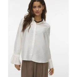 VERO MODA Dame Skjorte VMPlissi - Snow white