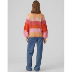 VERO MODA dame strik VMCRUZ - Tangerine W BIRCH/FUCHSIA PURPLE/TANGERINE TANGO/S