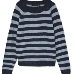 Vero Moda dame strik VMDOFFY - Navy Blazer Stripes:W. CHINA BLUE