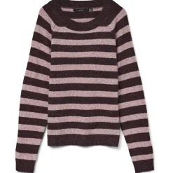 Vero Moda dame strik VMDOFFY - Winetasting Stripes:W. ROSE BROWN