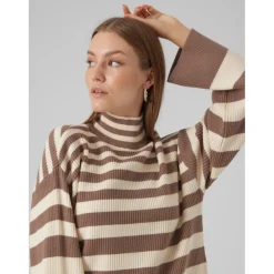 VERO MODA dame strik VMHERMOSA - Brown Lentil W BIRCH