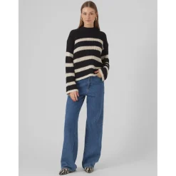 VERO MODA dame strik VMHILDA - Black BIRCH