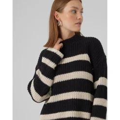 VERO MODA dame strik VMHILDA - Black BIRCH