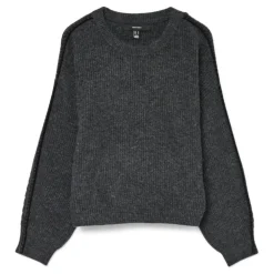 VERO MODA dame strik VMZORA - Asphalt W. BLACK STITCH