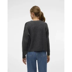 VERO MODA dame strik VMZORA - Asphalt W. BLACK STITCH
